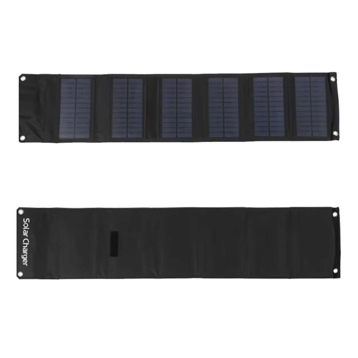 Panel Solar Portátil Almalux® Plegable 60W – 6 Paneles, 2 Salidas USB, Mosquetones y Cable 3 en 1 (Tipo-C, Lightning, MicroUSB)