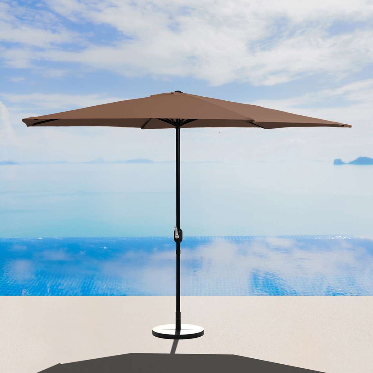Sombrilla - Parasol para Jardín Almalux® - 270cm de Ancho - 6 Varillas Hierro - Regulable con Manivela