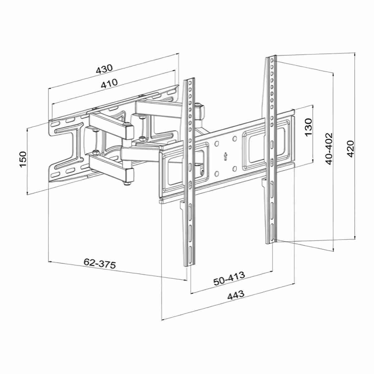 Soporte de televisión Almalux® para medidas de 26" hasta 65" Plasma LCD LED Flat Panel TV con VESA desde 200x100 a 600x400 mm con tornillería