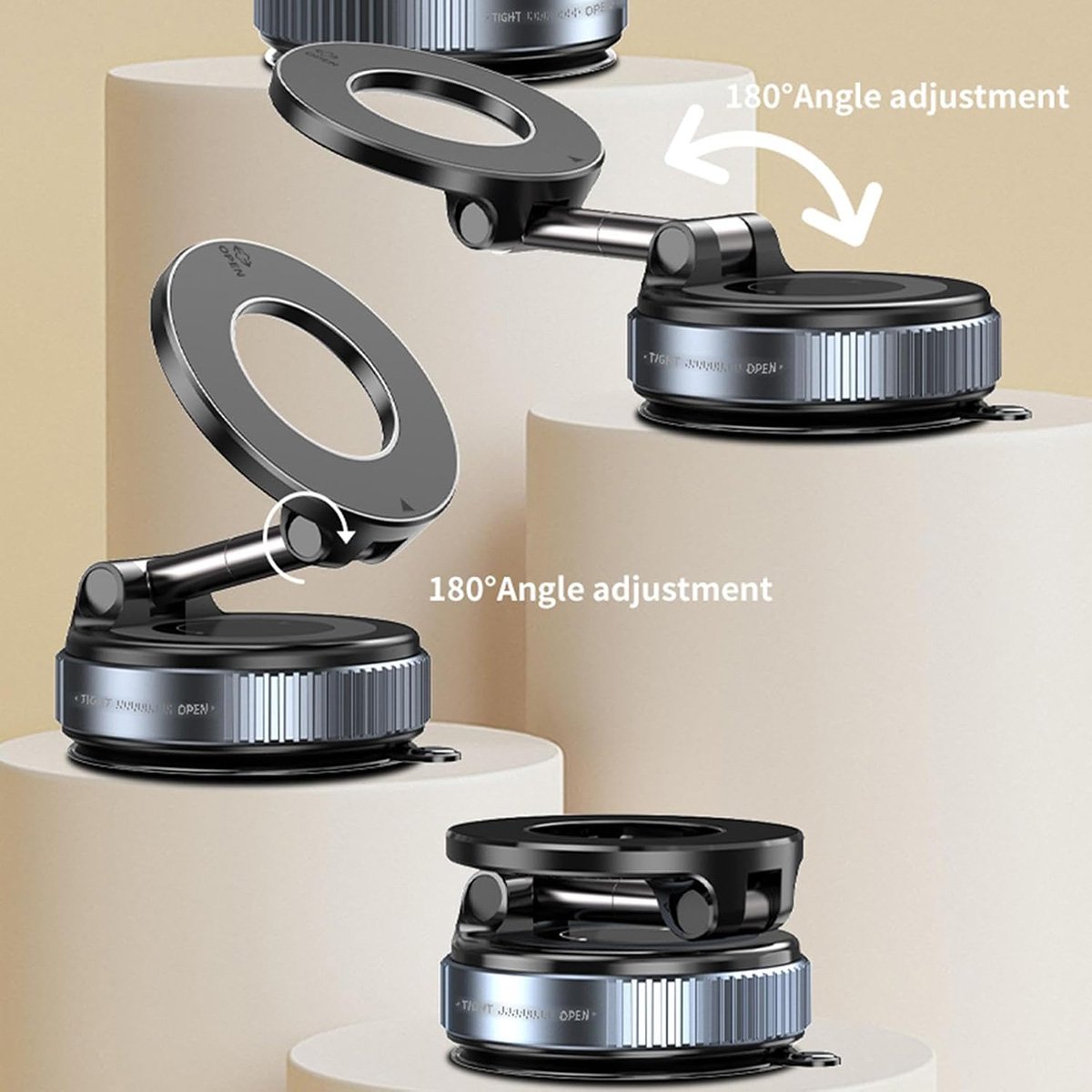 Soporte magnético Almalux para teléfono con brazo regulable 360, con ventosa de ultra vacío para superficies lisas, pantallas, espejos, cristal, encimera.