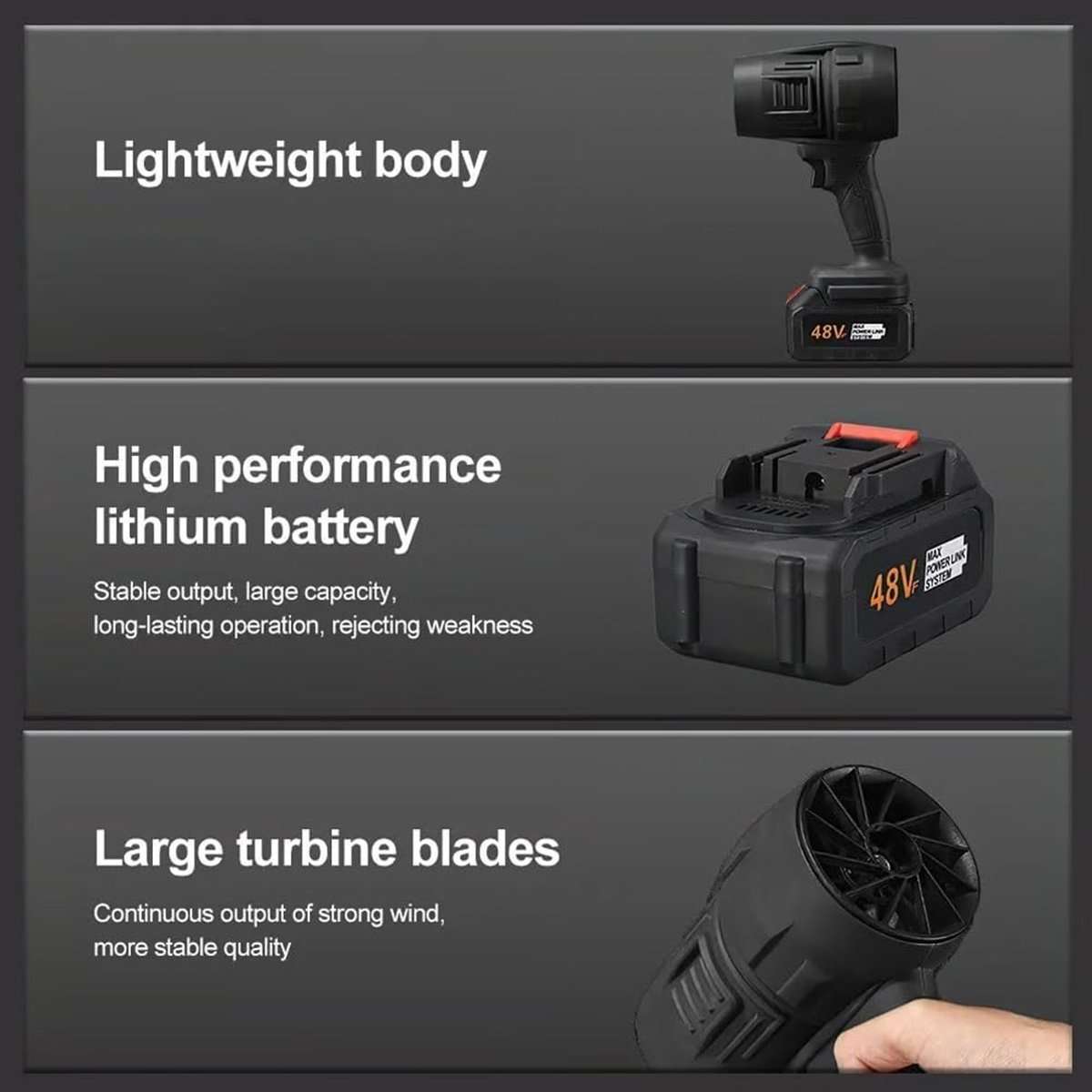 Soplador de Mano Inalámbrico "Almalux® Power Violent Fan", 120.000 RPM: Potencia y Versatilidad en un Diseño Compacto