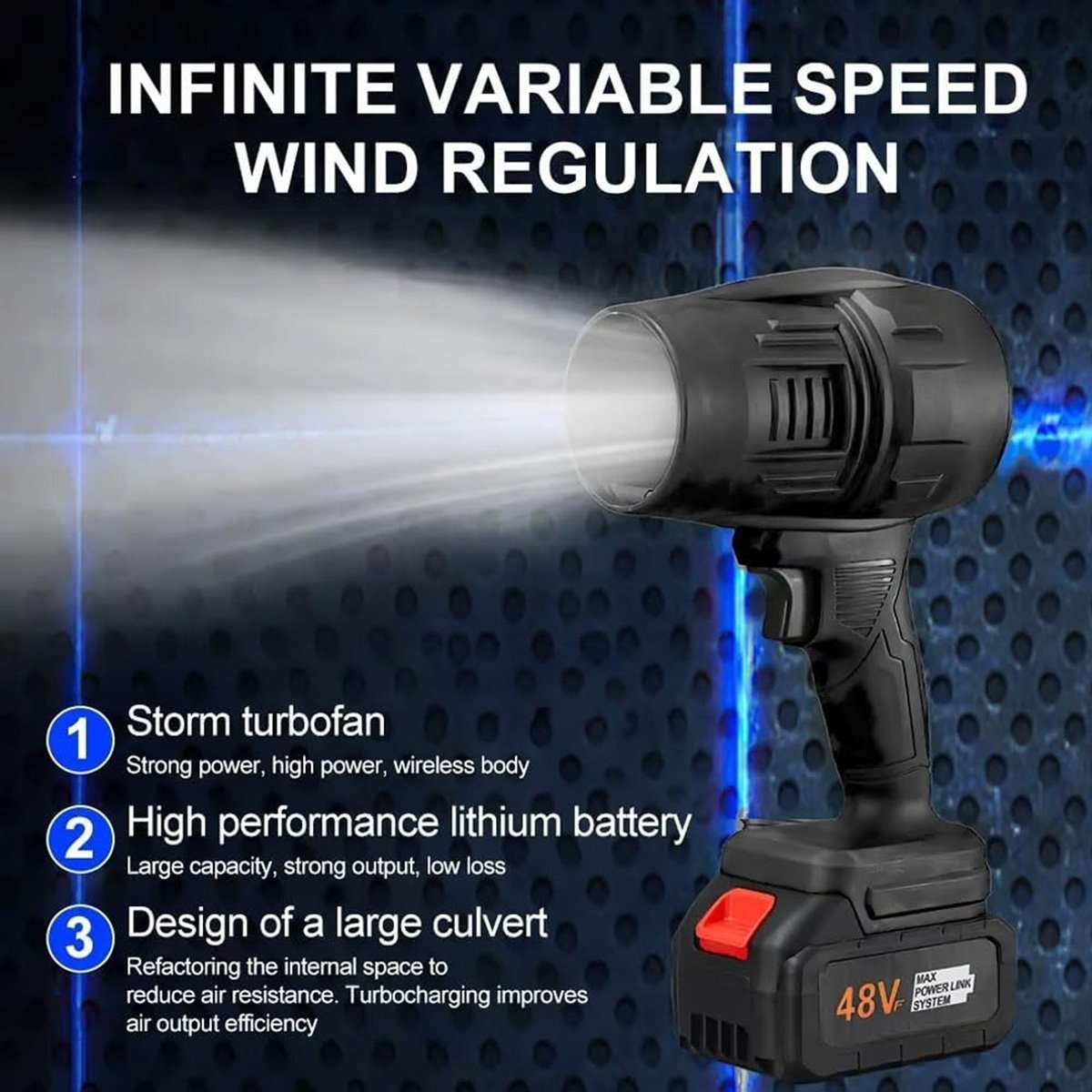 Soplador de Mano Inalámbrico "Almalux® Power Violent Fan", 120.000 RPM: Potencia y Versatilidad en un Diseño Compacto