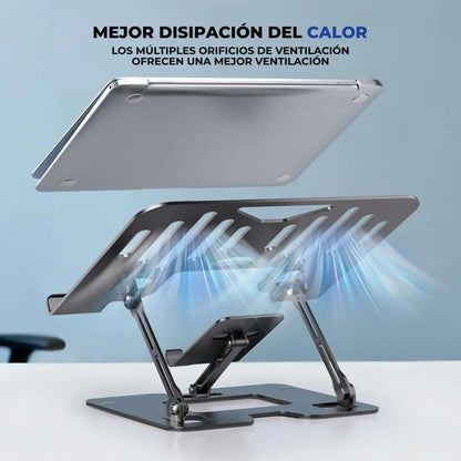 Soporte Metálico para Ordenador portátil y Teléfono Almalux® FP-L05 - Ajustable, Giratorio 360° y Plegable