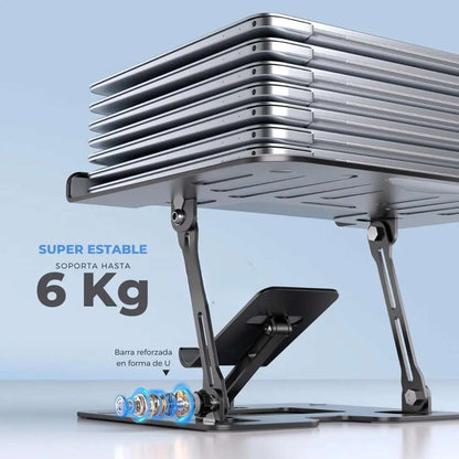 Soporte Metálico para Ordenador portátil y Teléfono Almalux® FP-L05 - Ajustable, Giratorio 360° y Plegable