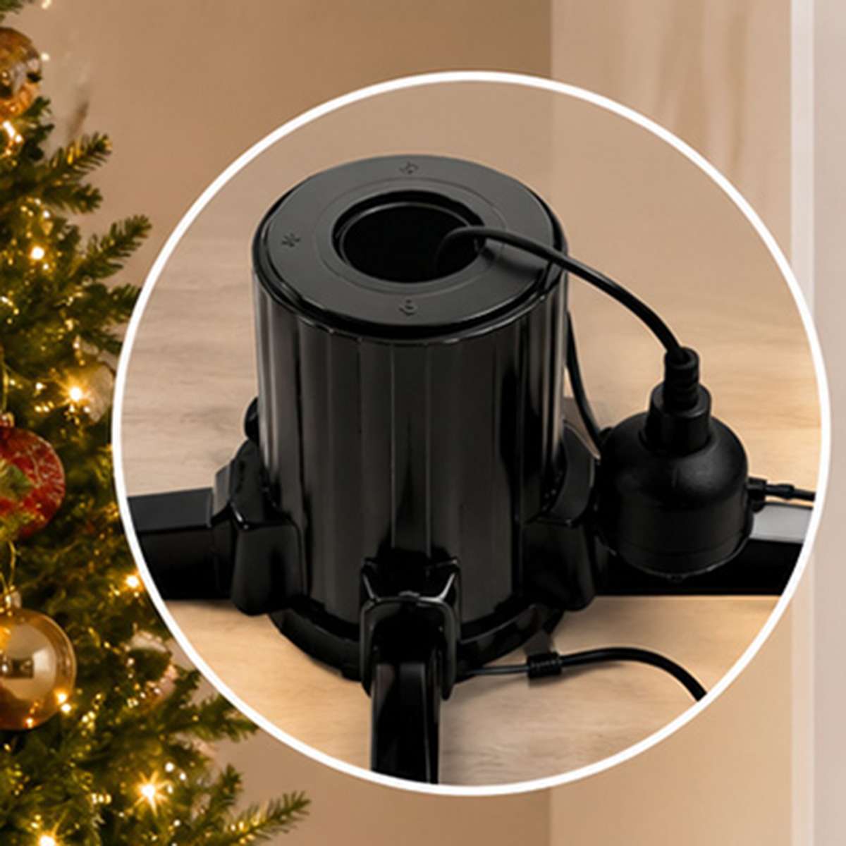 Soporte Giratorio Eléctrico 360° para Árbol de Navidad con Enchufe Integrado – Base Rotatoria Estable