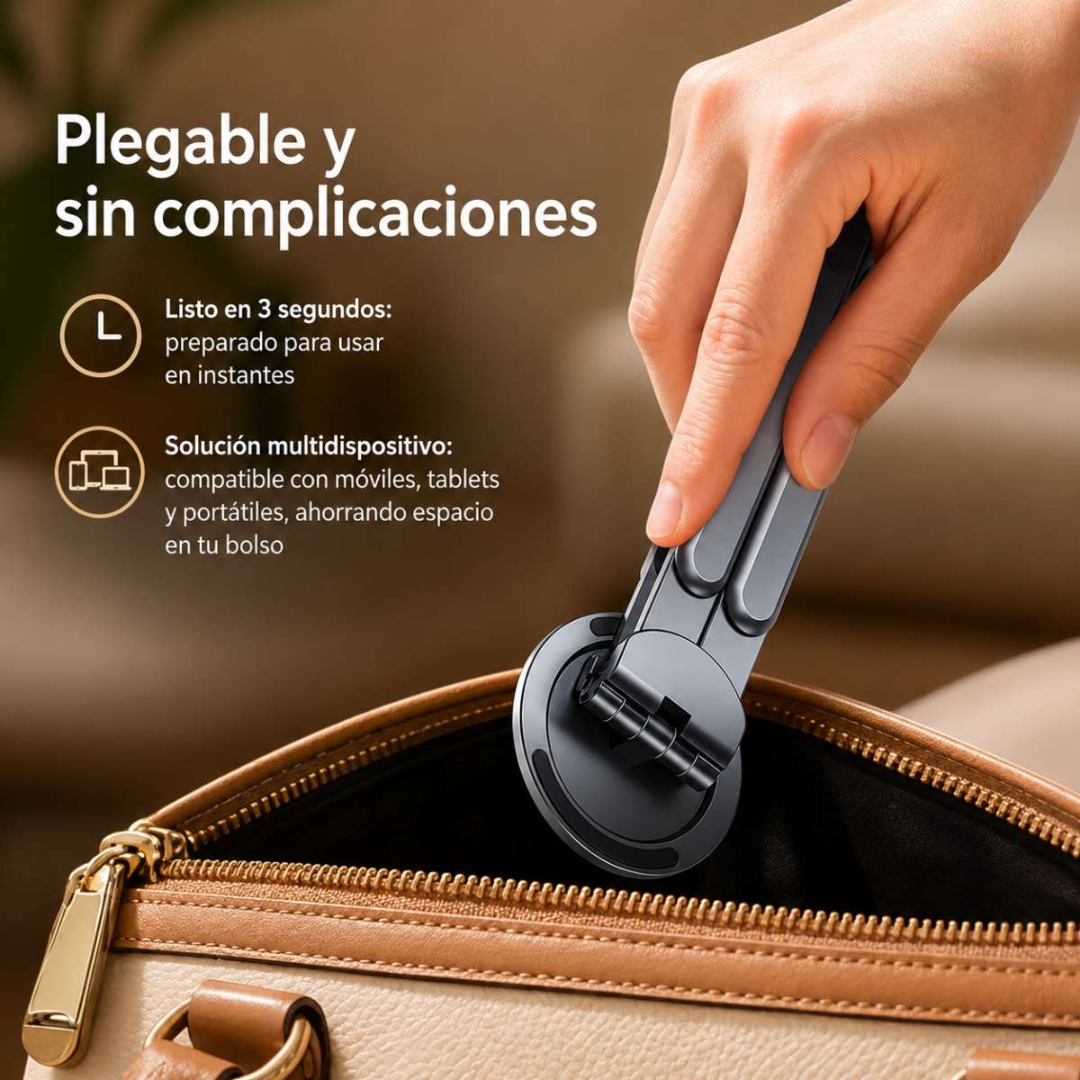 Soporte Magnético Almalux® Multifunción 4 en 1 para Portátil, Tablet y Móvil - Elevador Ergonomico de Aleación de Aluminio con 8 Niveles de Altura, Plegable y Ultra Portátil