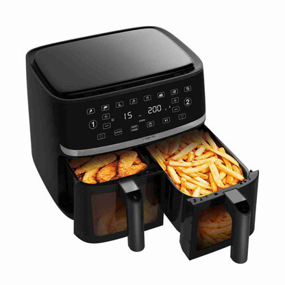Freidora de Aire DUO -  2 X 5.5L -  Panel Táctil -  8 Programaciones -  3400W
