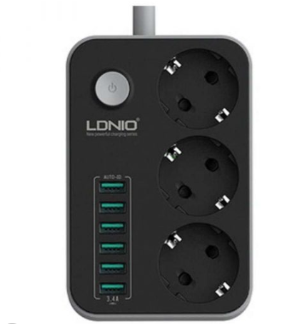 Regleta Alargador de enchufe con 6 USB - Almalux®  -  Protección contra sobrecargas