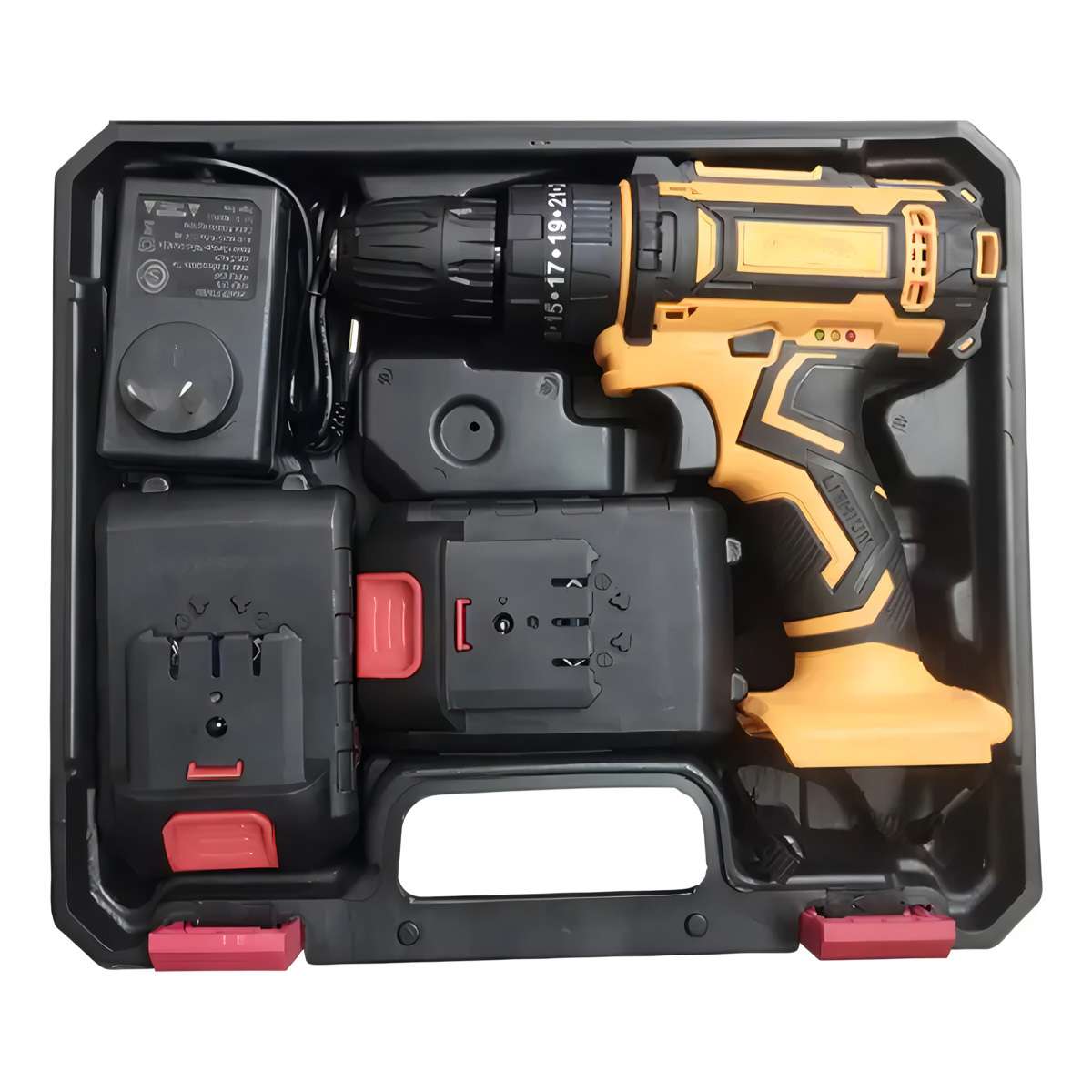 Taladro Atornillador Inalámbrico Almalux® 21V con Percutor – 2 Baterías + Maletín + 24 Accesorios