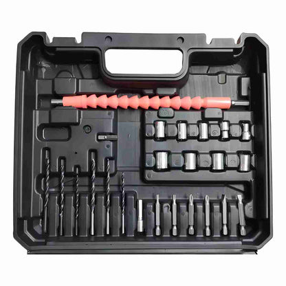 Taladro Atornillador Inalámbrico Almalux® 21V con Percutor – 2 Baterías + Maletín + 24 Accesorios