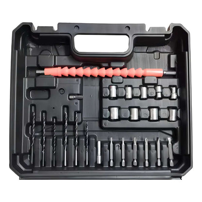 Taladro Atornillador Inalámbrico Almalux® 21V con Percutor – 2 Baterías + Maletín + 24 Accesorios