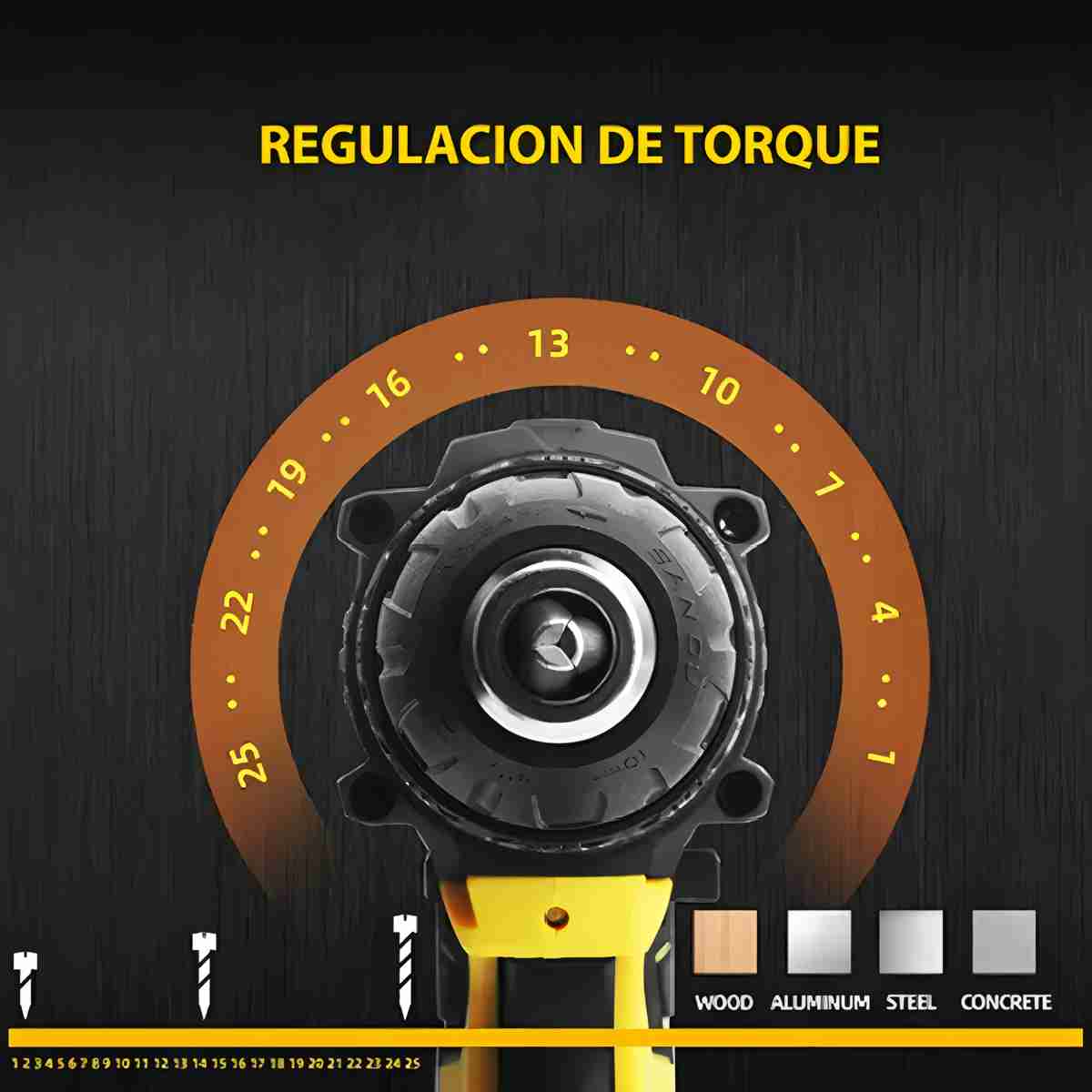 Taladro Atornillador Inalámbrico Almalux® 21V con Percutor – 2 Baterías + Maletín + 24 Accesorios