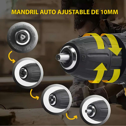 Taladro Atornillador Inalámbrico Almalux® 21V con Percutor – 2 Baterías + Maletín + 24 Accesorios