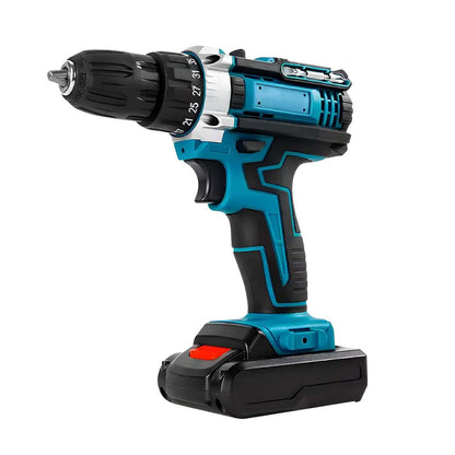 Taladro Atornillador Almalux® a Batería con Percusión, 2 Baterías y 25+3 Ajustes de Par