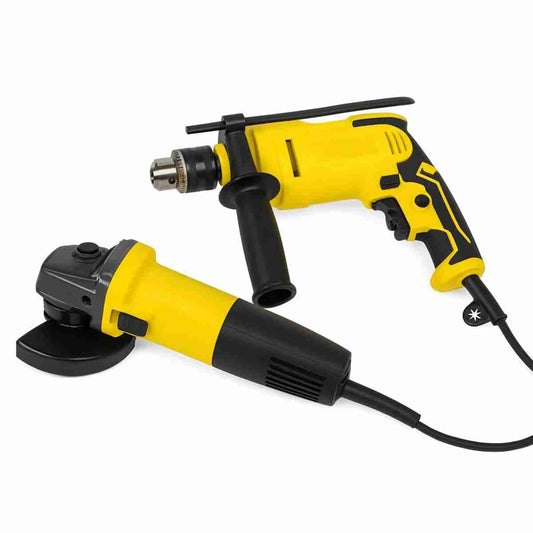 Set Profesional Amoladora Angular 720W + Taladro de Impacto 500W con Cable – Potencia y Precisión para Todo Tipo de Trabajos