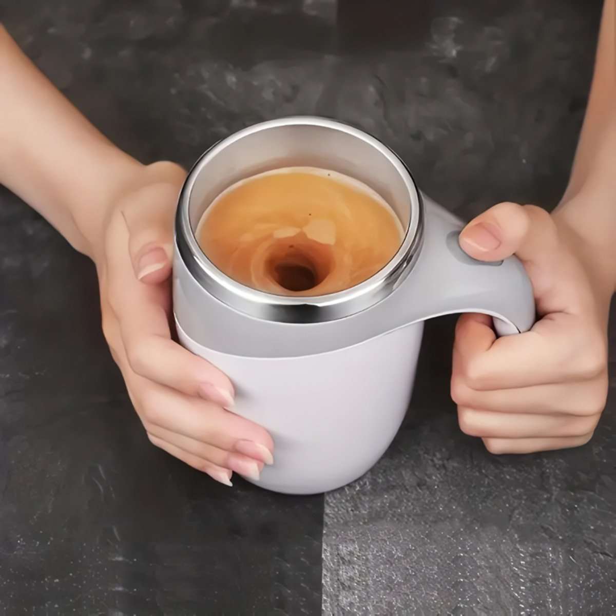 Taza de café Almalux® con agitación magnética automática, de acero inoxidable, portátil recargable para el hogar, oficina, escuela, viajes