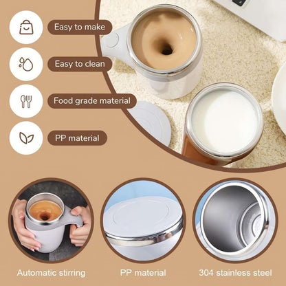 Taza de café Almalux® con agitación magnética automática, de acero inoxidable, portátil recargable para el hogar, oficina, escuela, viajes