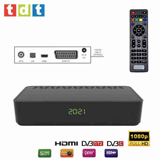 Receptor TDT HD Almalux® RICD1218 Sintonizador DVB-T2 -  USB -  HDMI -  EUROCONECTOR -  LAN