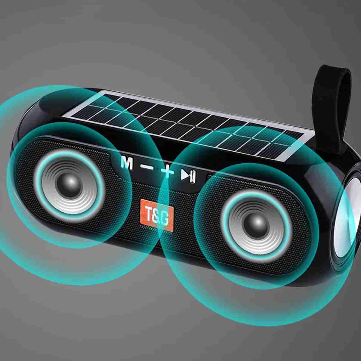 Altavoz Bluetooth estéreo Almalux® TG-182 inalámbrico -  con carga Solar -  compatible con Bluetooth -  resistente al agua -  AUX -  Radio FM