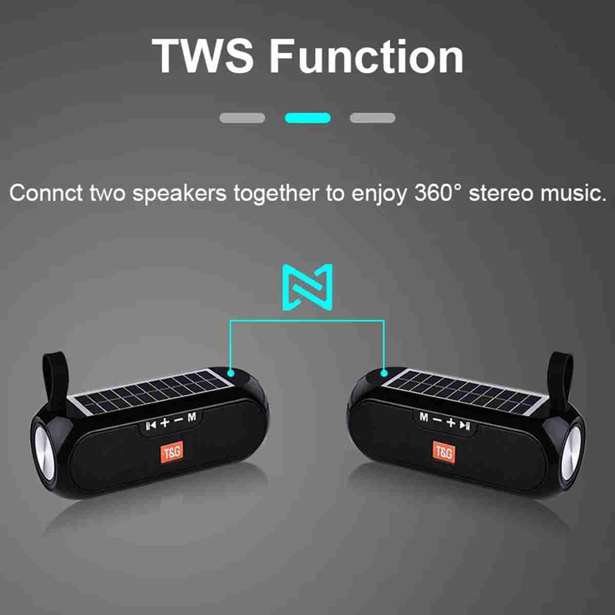 Altavoz Bluetooth estéreo Almalux® TG-182 inalámbrico -  con carga Solar -  compatible con Bluetooth -  resistente al agua -  AUX -  Radio FM