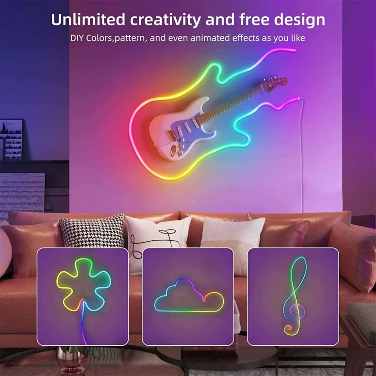 Tira de Luces LED de Neón Inteligentes Almalux® de 5 Metros – Iluminación Personalizada y Sincronización Musical