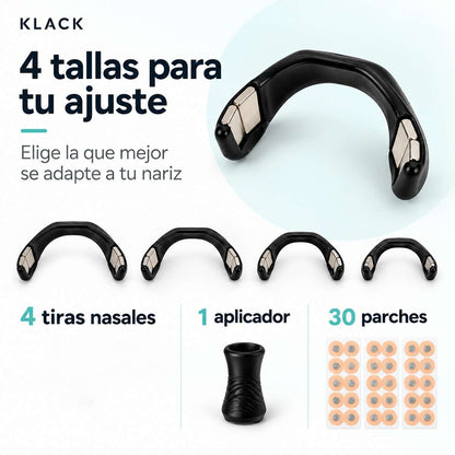 Tiras Nasales Magnéticas Almalux®, Dilatador Nasal Externo para Deporte y Descanso, 4 Tallas, 1 Aplicador y 30 Parches Adhesivos