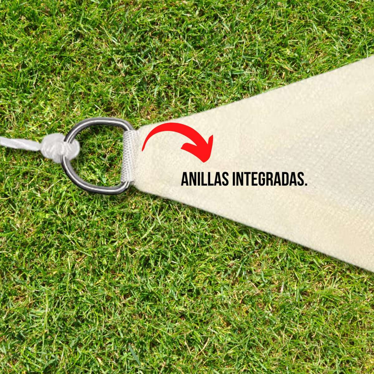 Toldo Vela Triangular Almalux® - Impermeable - Con Anillas integradas, cuerdas y Bolsa de almacenaje