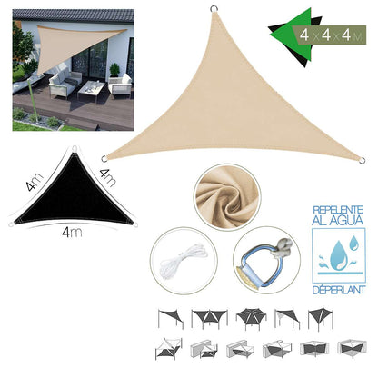 Toldo Vela Triangular Almalux® - Impermeable - Con Anillas integradas, cuerdas y Bolsa de almacenaje