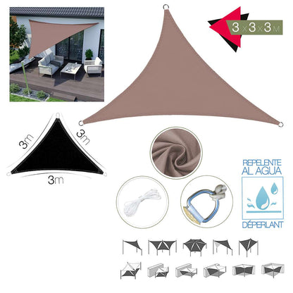 Toldo Vela Triangular Almalux® - Impermeable - Con Anillas integradas, cuerdas y Bolsa de almacenaje
