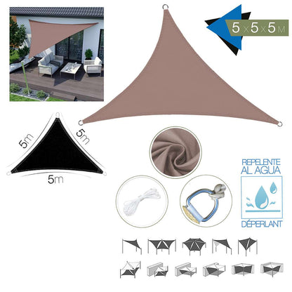 Toldo Vela Triangular Almalux® - Impermeable - Con Anillas integradas, cuerdas y Bolsa de almacenaje