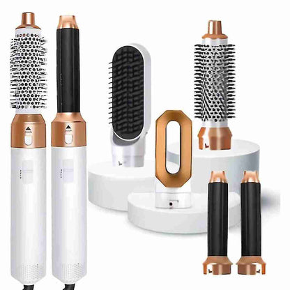 Secador de pelo Moldeador 5 en 1 Almalux® - Voluminizador Ondulacion Alisador Blanco/Dorado