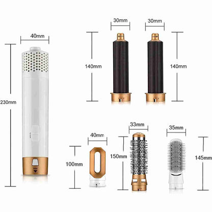 Secador de pelo Moldeador 5 en 1 Almalux® - Voluminizador Ondulacion Alisador Blanco/Dorado
