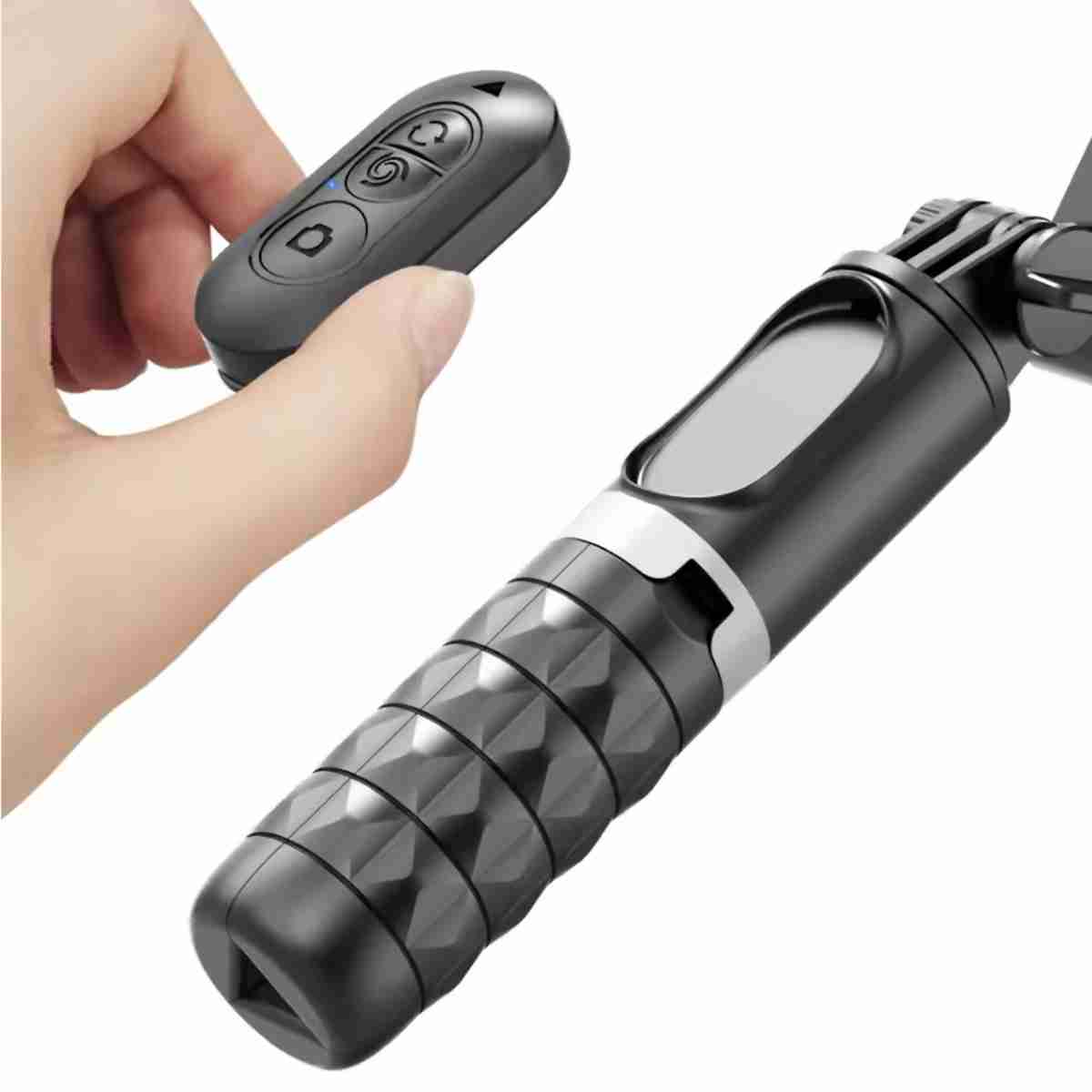 Estabilizador de cardán Almalux®Q18 -  palo Selfie con luz de relleno -  trípode con control remoto para teléfono móvil -  disparo envolvente de 360°