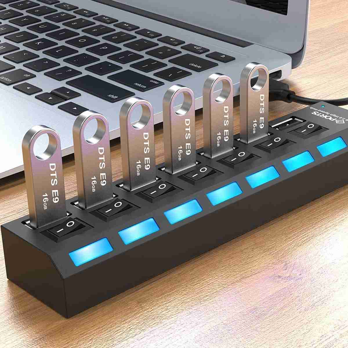 HUB Multipuerto USB 7 Puertos Adaptador Concentrador USB 2.0 Almalux®