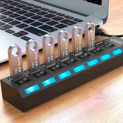 HUB Multipuerto USB 7 Puertos Adaptador Concentrador USB 2.0 Almalux®