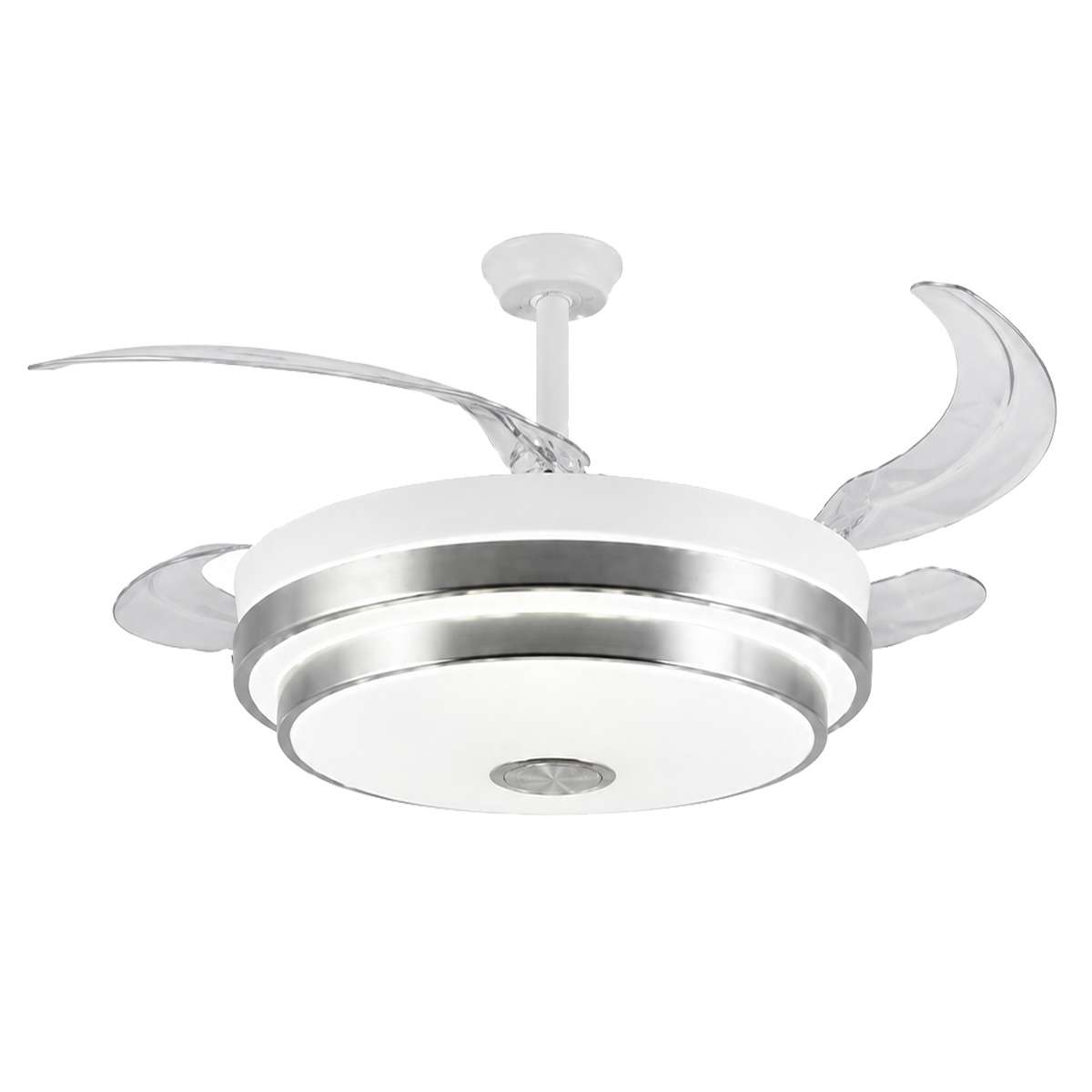 Ventilador de techo con aspas retráctiles Almalux® KNV-137 con altavoz Bluetooth integrado, Mando a distancia, Luz Led, 30W