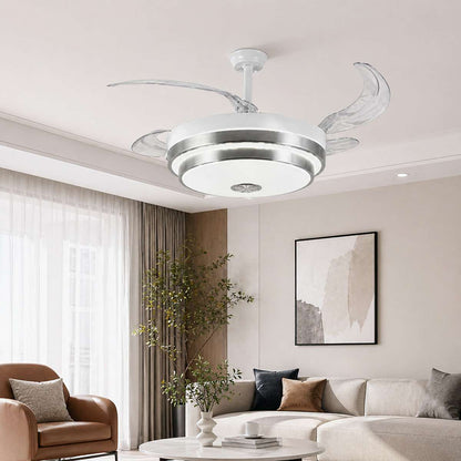 Ventilador de techo con aspas retráctiles Almalux® KNV-137 con altavoz Bluetooth integrado, Mando a distancia, Luz Led, 30W