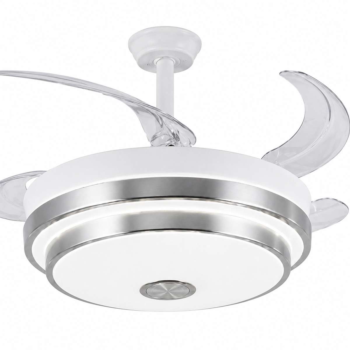Ventilador de techo con aspas retráctiles Almalux® KNV-137 con altavoz Bluetooth integrado, Mando a distancia, Luz Led, 30W