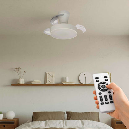 Ventilador de techo retráctil con luz silencioso, Motor DC 30W con control remoto Almalux® XS blanco ø55 cm,  invierno/verano color de luz regulable 1650 lm
