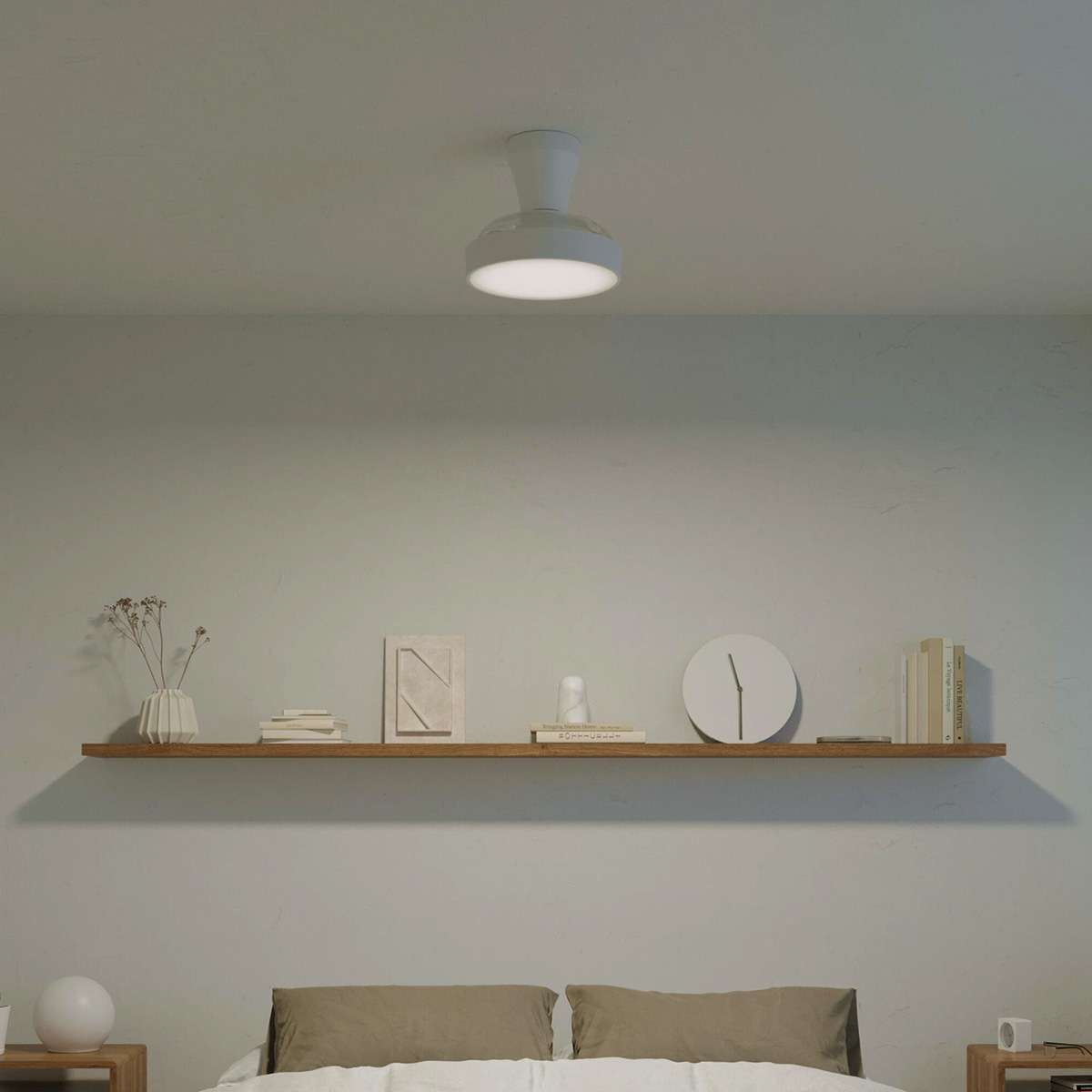 Ventilador de techo retráctil con luz silencioso, Motor DC 30W con control remoto Almalux® XS blanco ø55 cm,  invierno/verano color de luz regulable 1650 lm