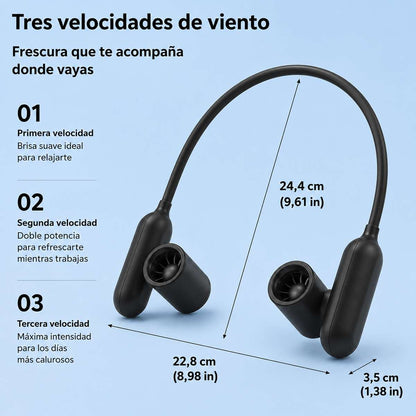 Ventilador de Cuello Almalux® Ultra Potente, Portátil Recargable USB, 3 Velocidades, Silencioso y Ajustable