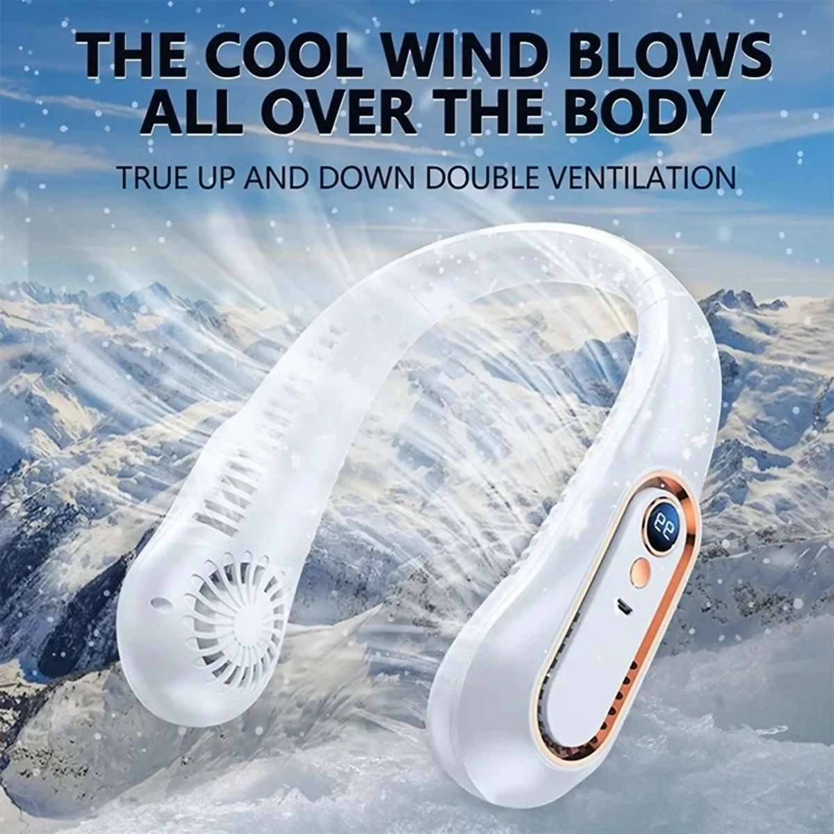 Ventilador de Cuello Almalux® con Pantalla Digital Inteligente – Portátil, Recargable USB, 5 Velocidades y 78 Salidas de Aire
