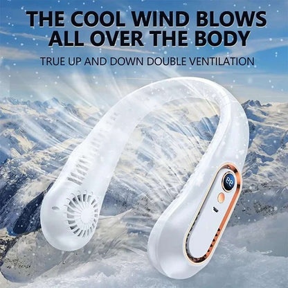 Ventilador de Cuello Almalux® con Pantalla Digital Inteligente – Portátil, Recargable USB, 5 Velocidades y 78 Salidas de Aire
