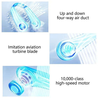 Ventilador de Cuello Almalux® con Pantalla Digital Inteligente – Portátil, Recargable USB, 5 Velocidades y 78 Salidas de Aire