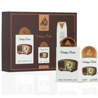 Perfume Vintage Radio de Lattafa Pride – Set de Regalo Unisex | Eau de Parfum Oriental Amaderado | 100 ml
