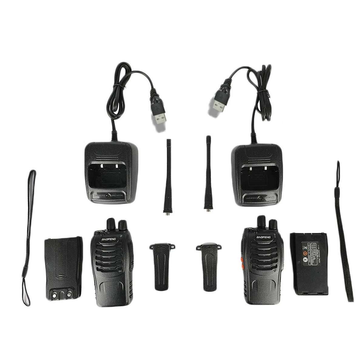 Pack 2 Walkie Talkies Almalux® UHF 400-470 MHz con Batería 1500 mAh, Base de Carga y Accesorios