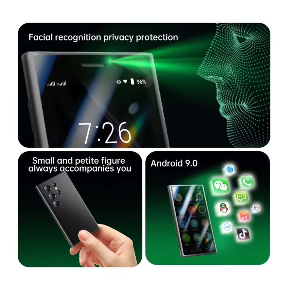 Mini teléfono inteligente Almalux® Pro, 3 pulgadas, red 3G, 2 + 16GB ROM, sim Dual, Google Play Store