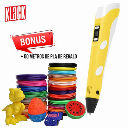 Pack Bolígrafo Lápiz De Impresión 3D Juguete Para Niños + 50 metros de PLA