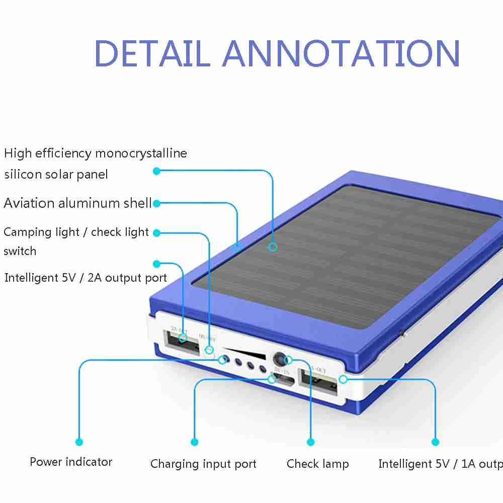 Powerbank 20.000 mAh  Solar Batería Externa Portátil