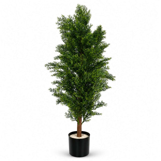 Ciprés Artificial 120 cm – Árbol Decorativo de PA Plastic, Planta Hiper Realista para Interior, Exterior, Hogar, Salón, Oficina y Negocio
